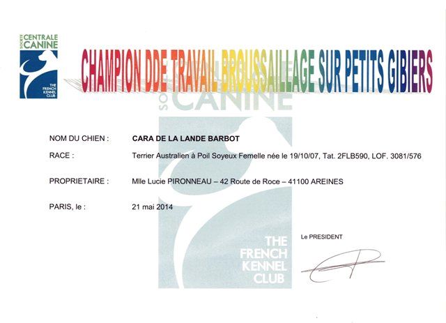 de la Lande Barbot - "Carachou" championne de travail !